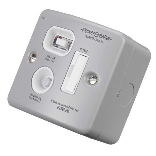 PowerBreaker 13A 10mA Type A RCD Passive Fused Spur Metal Clad