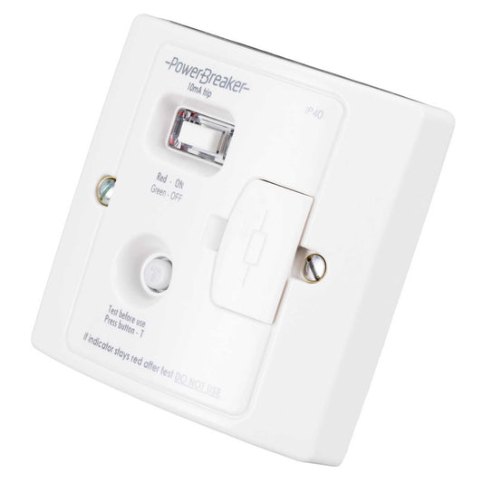 PowerBreaker 13A 10mA Type A RCD Passive Fused Spur White