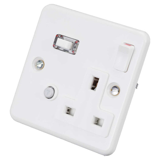 PowerBreaker 13A 1 Gang 30mA Type A RCD Panel Mounted Socket White