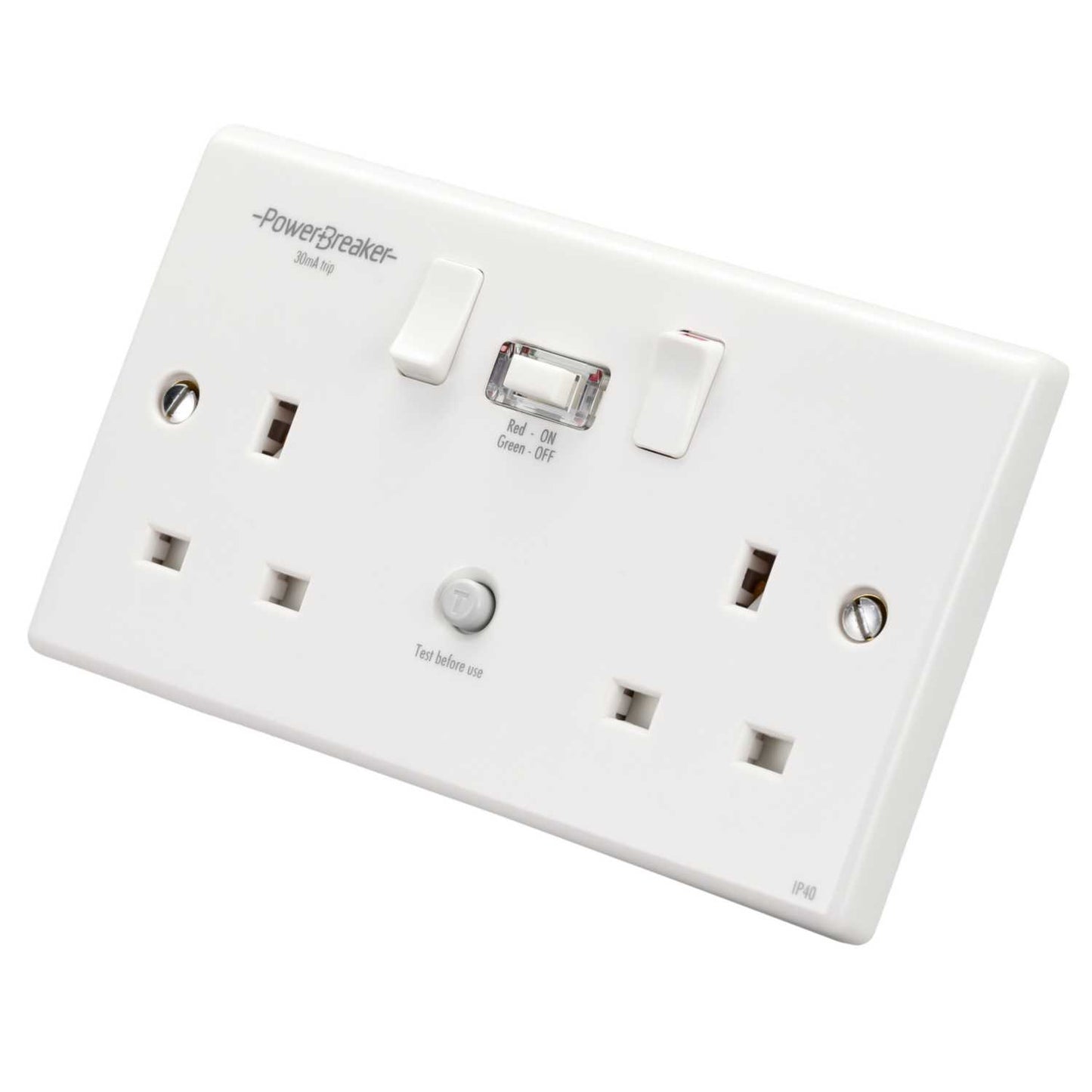 PowerBreaker 13A 2 Gang Type A Passive RCD Socket