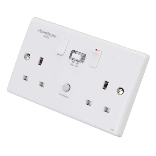PowerBreaker 13A 2 Gang 10mA Type A Passive RCD Socket