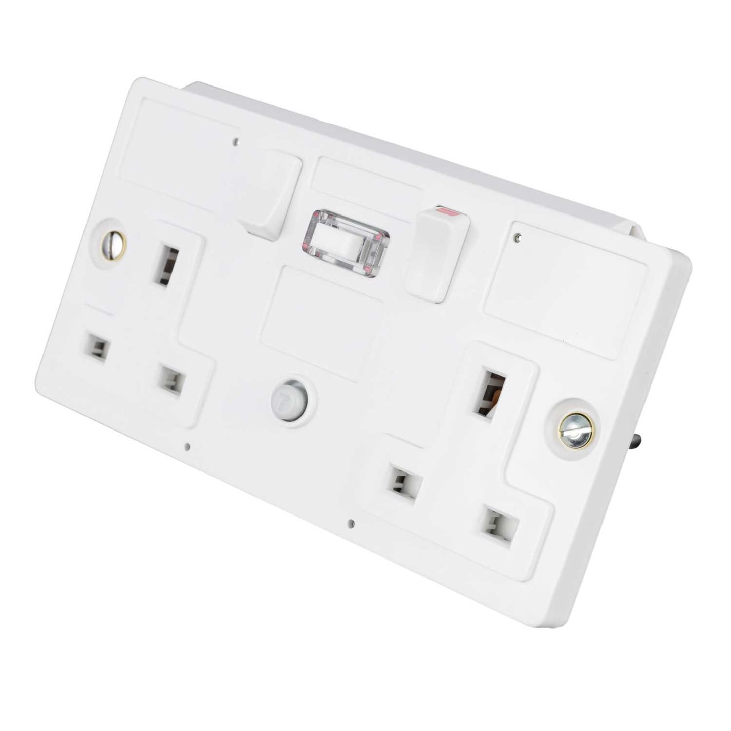 PowerBreaker 13A 2 Gang 30mA Type A RCD Panel Mounted Socket White