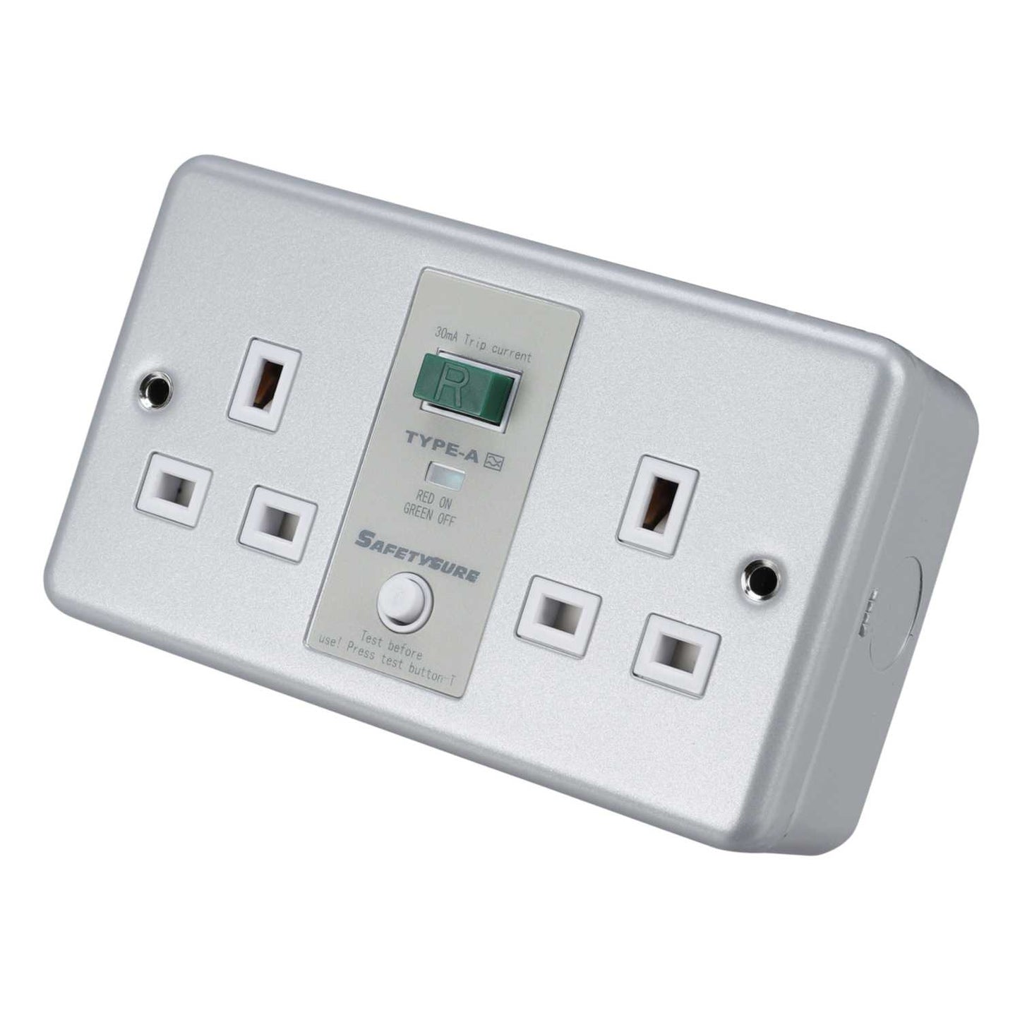 Greenbrook 13A DP 2 Gang Unswitched RCD Socket Metal Clad