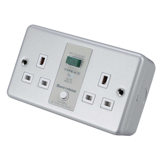 Greenbrook 13A DP 2 Gang Unswitched RCD Socket Metal Clad