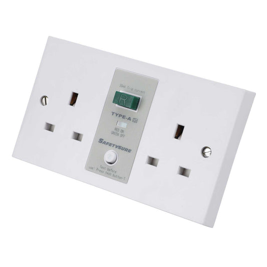 Greenbrook 13A 2 Gang Double Unswitched RCD Socket White