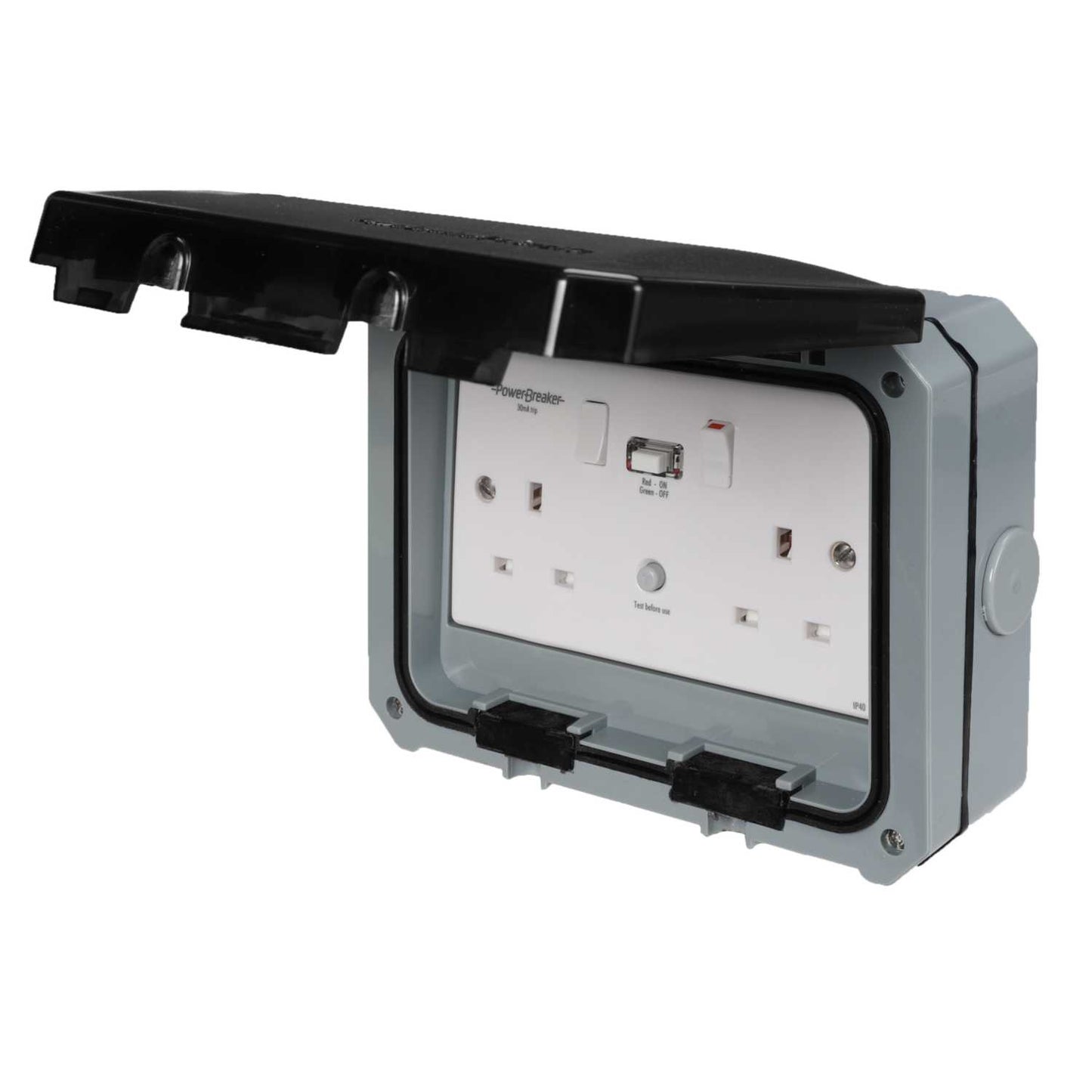 PowerBreaker 13A DP 2 Gang Passive RCD Switched Socket Weatherproof IP66