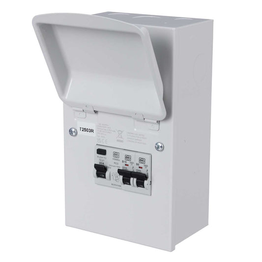 MK Sentry Metal Clad Garage Unit with 80A 30mA Type A RCD Incomer and 6A and 16A MCB