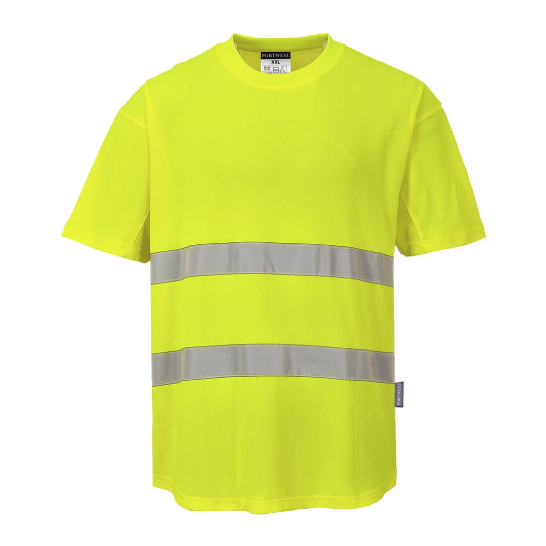 Hi-Vis Cotton Comfort Mesh Insert T-Shirt S/S , L, R, Yellow
