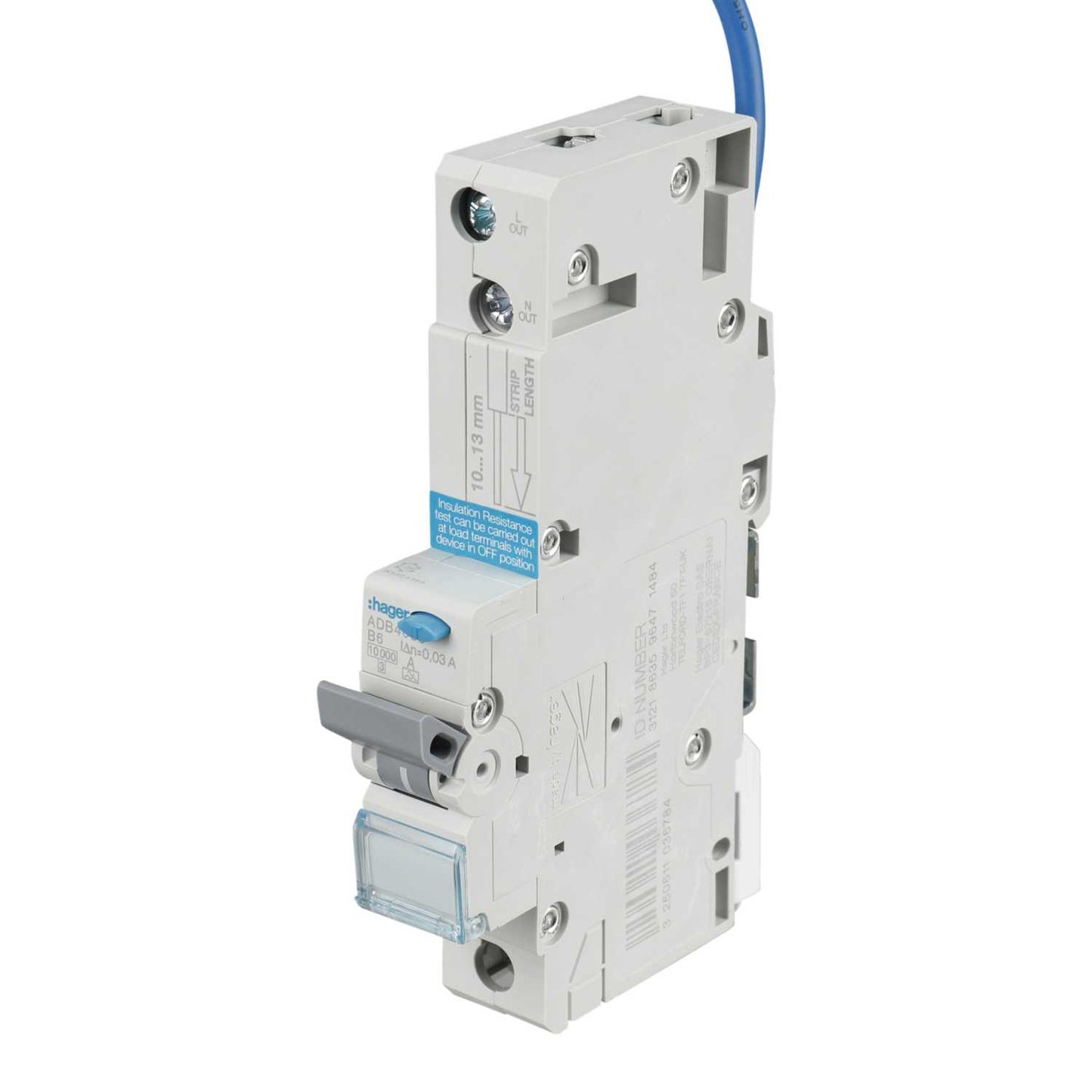 Hager 6A Single Pole 1 Module B Curve 10kA 30mA Type A Rcbo