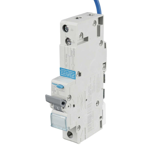 Hager 10A Single Pole 1 Module B Curve 10kA 30mA Type A Rcbo