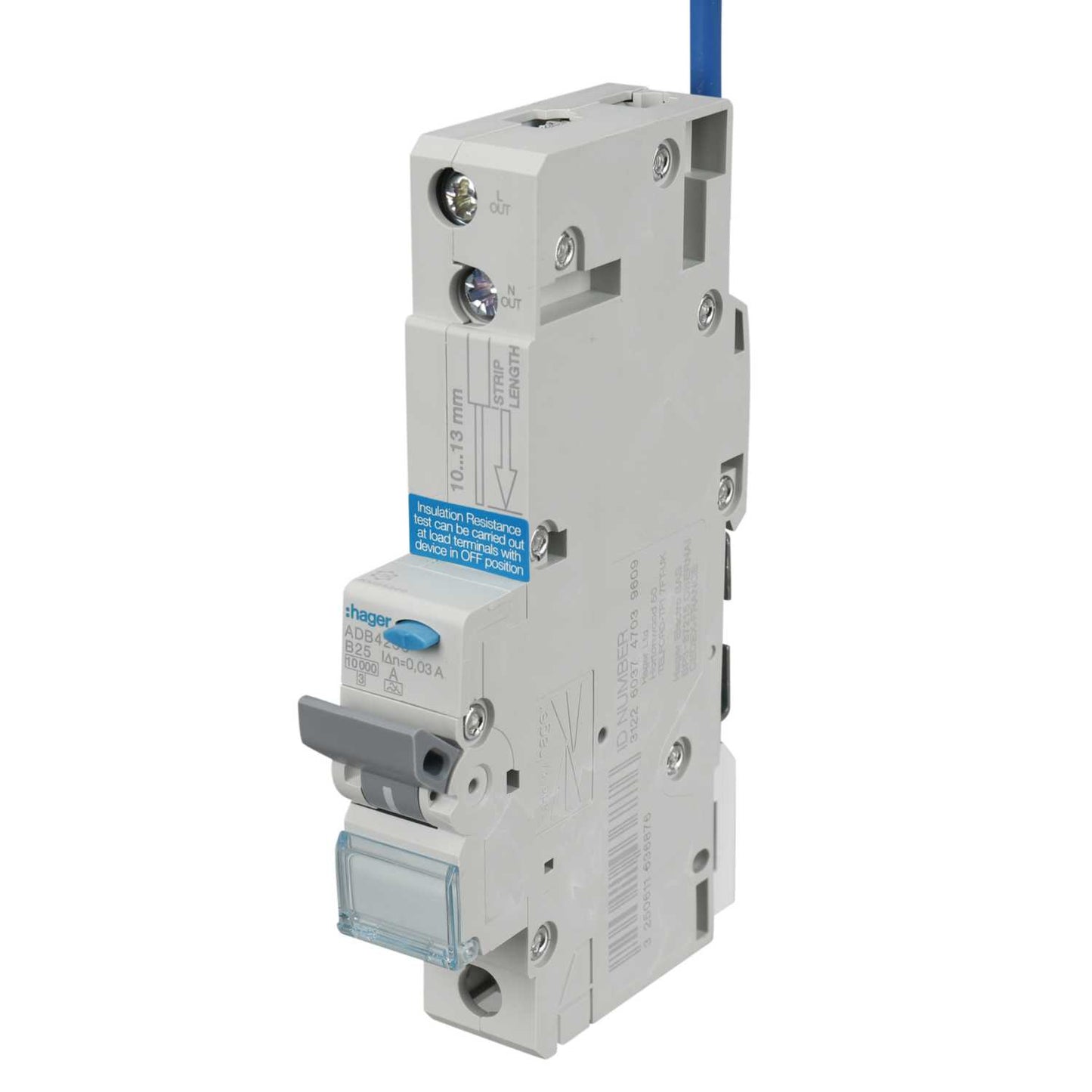 Hager 25A Single Pole 1 Module B Curve 10kA 30mA Type A Rcbo