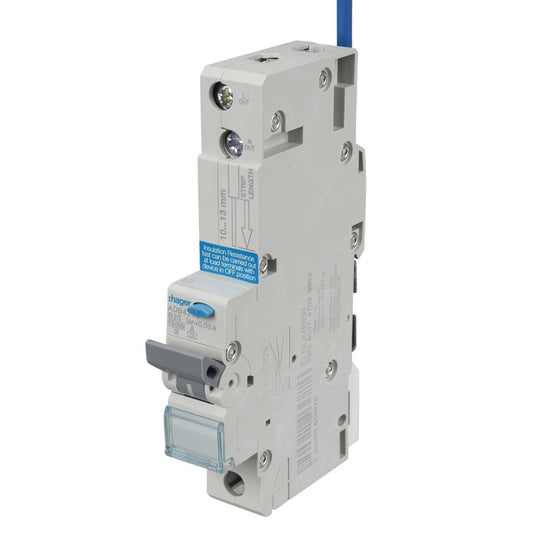 Hager 25A Single Pole 1 Module B Curve 10kA 30mA Type A Rcbo