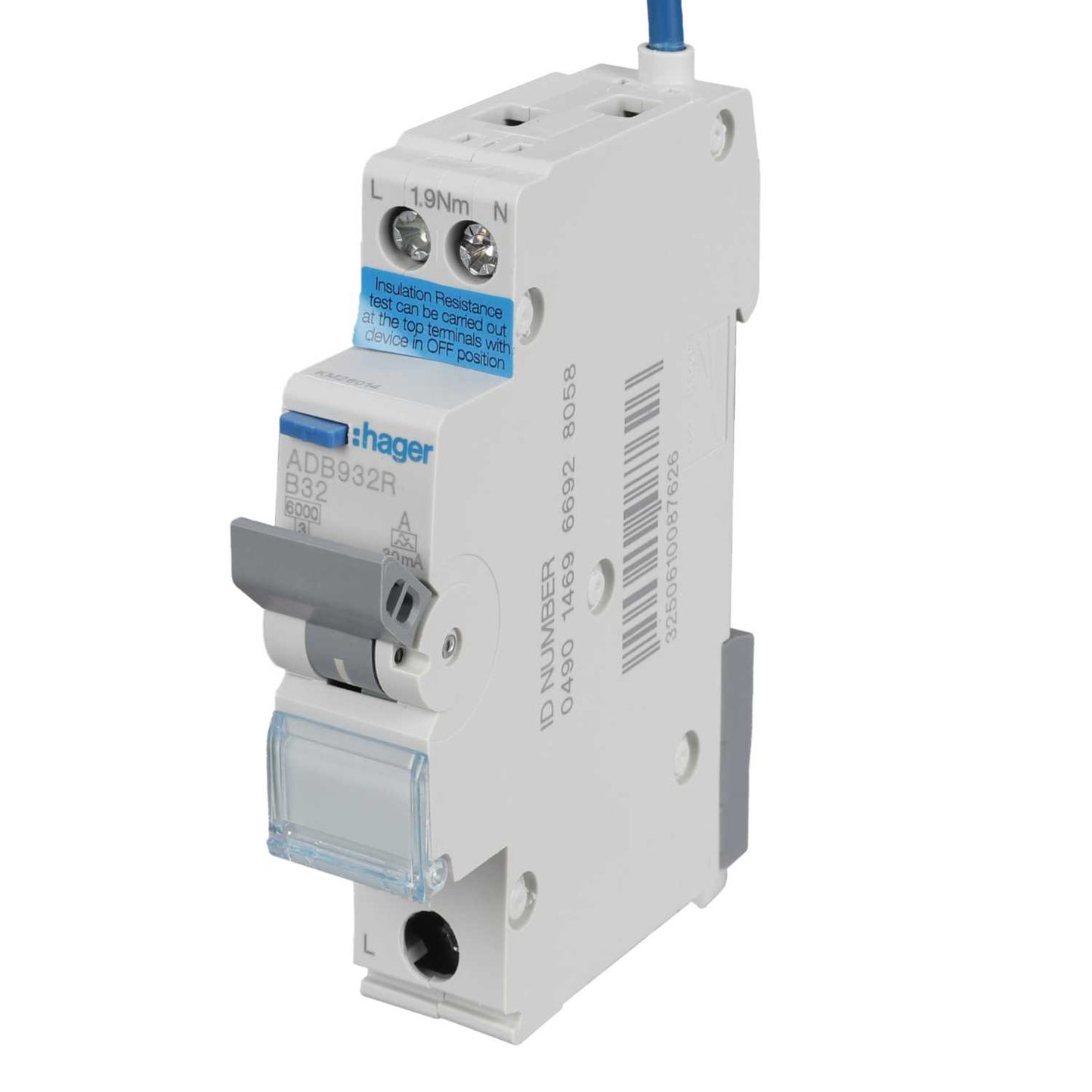 Hager 32A 1P+N 1 Module Bidirectional B Curve 6kA 30mA Type A Rcbo