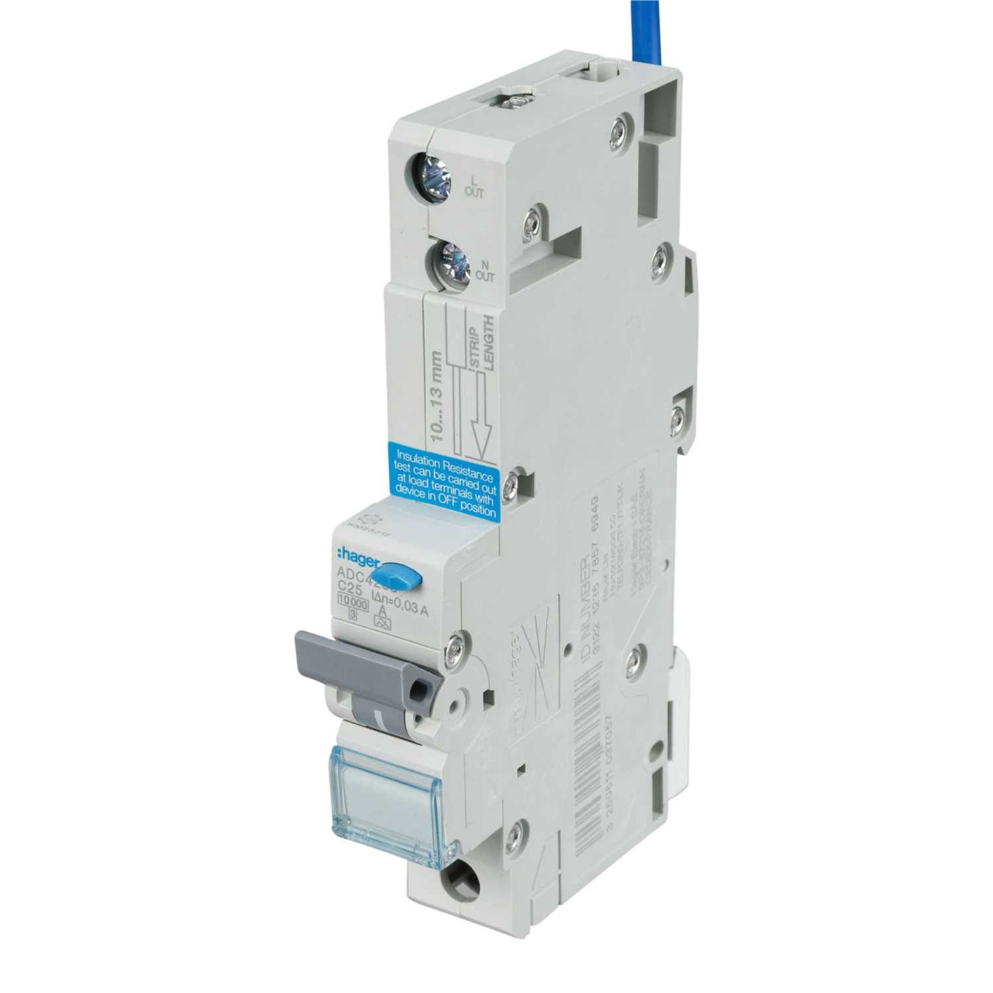 Hager 25A Single Pole 1 Module C Curve 10kA 30mA Type A Rcbo