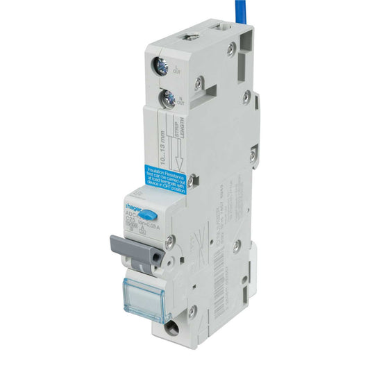 Hager 25A Single Pole 1 Module C Curve 10kA 30mA Type A Rcbo