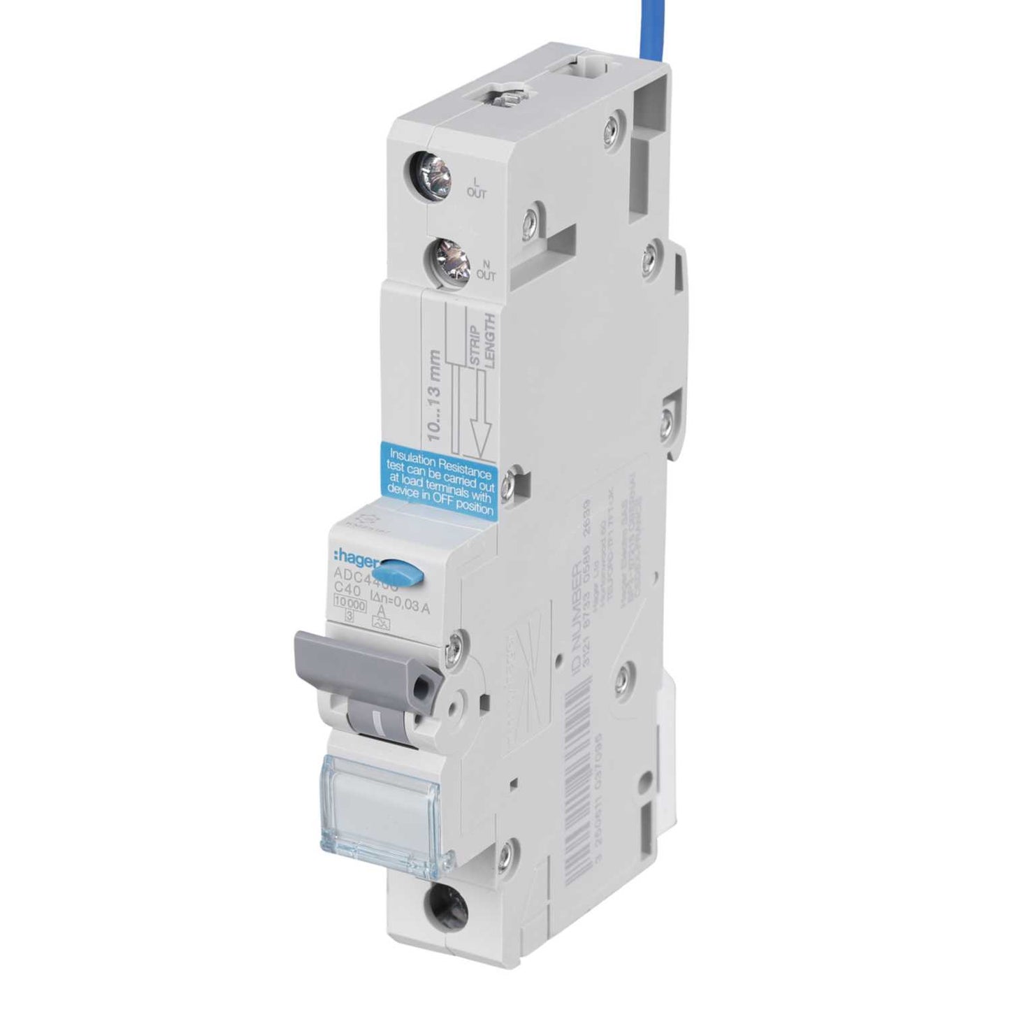 Hager 40A Single Pole 1 Module C Curve 10kA 30mA Type A Rcbo
