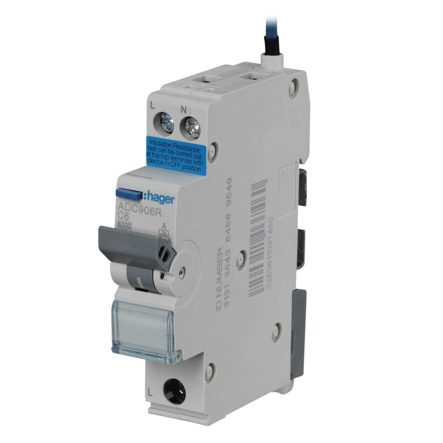 Hager 6A 1P+N 1 Module Bidirectional C Curve 6kA 30mA Type A Rcbo