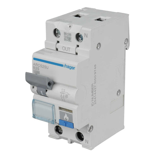 Hager 25A 1P+N 2 Module B Curve 10kA 30mA Type A Afdd Combined MCB