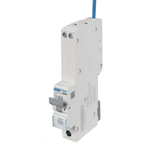 Hager 6A 1P+N 1 Module B Curve 6kA MCB with Type A Afdd