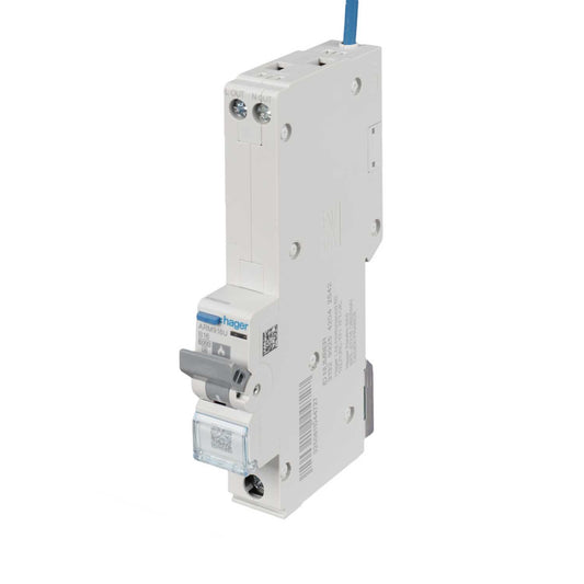 Hager 16A 1P+N 1 Module B Curve 6kA MCB with Type A Afdd