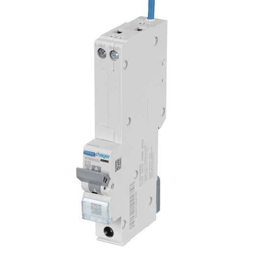 Hager 32A 1P+N 1 Module B Curve 6kA MCB with Type A Afdd