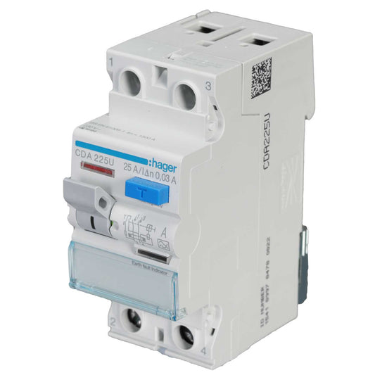 Hager 25A 2 Pole 30mA Type A RCD