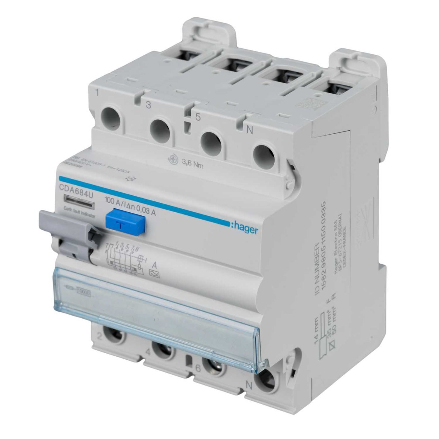 Hager 100A 4 Pole 30mA Type A RCD