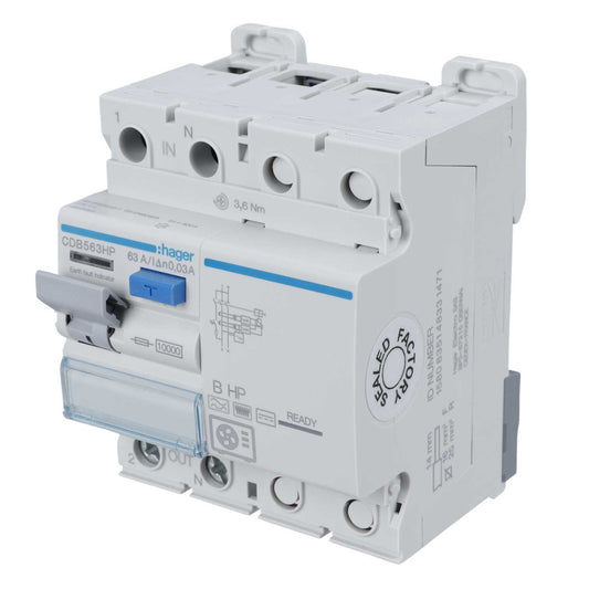 Hager 63A 2 Pole 30mA Type B HP RCD specifically for Heat Pumps