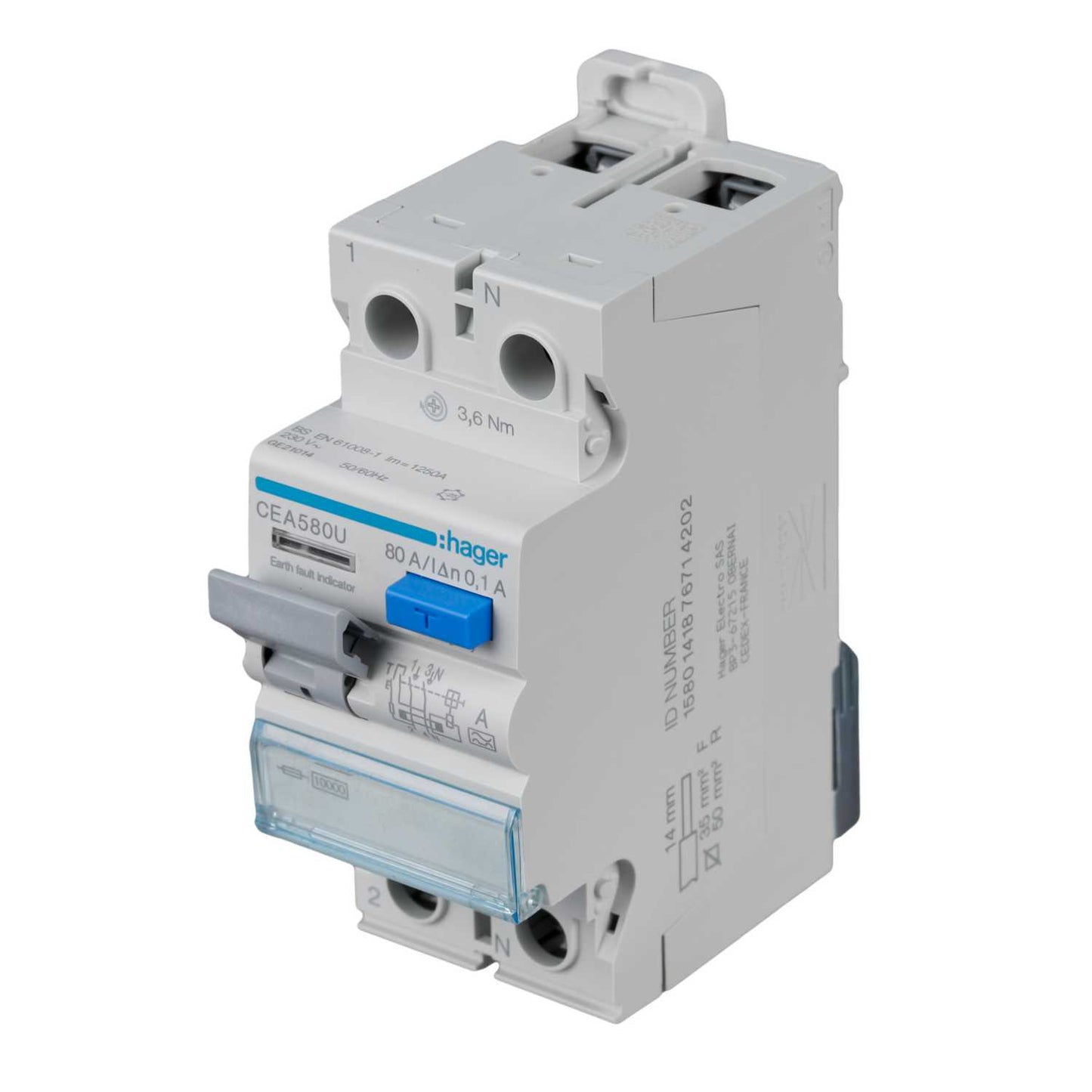 Hager 80A 2 Pole 100mA Type A RCD