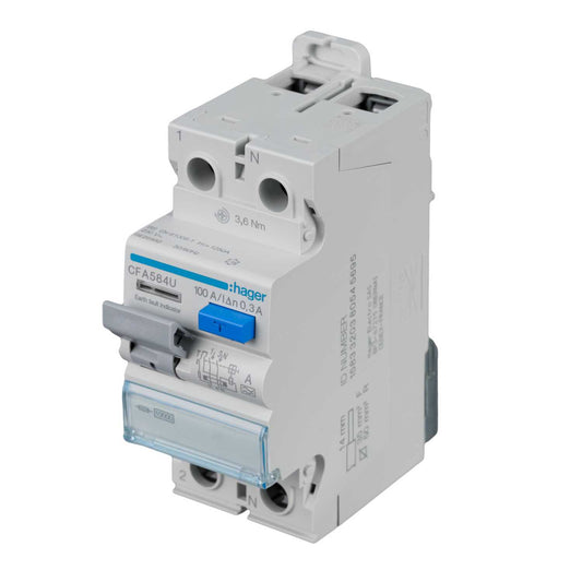 Hager 100A 2 Pole 300mA Type A RCD