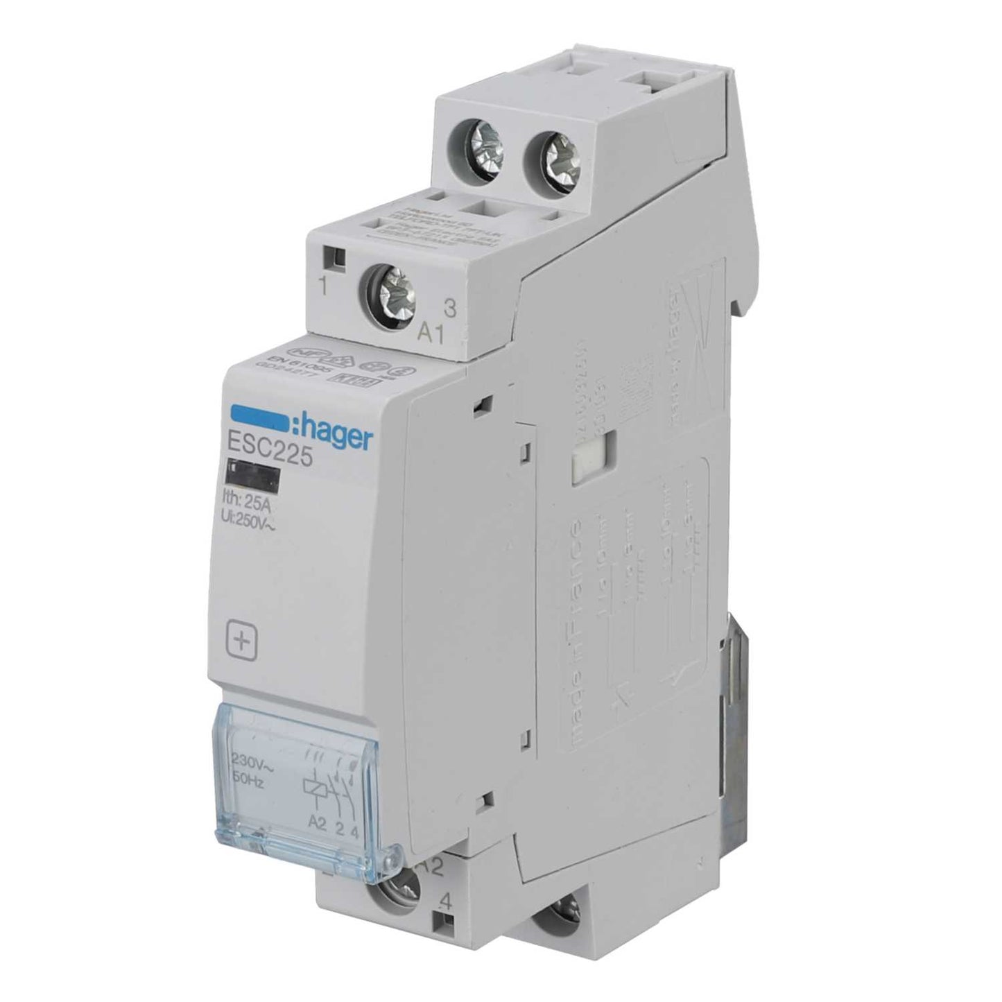 Hager 25A 1 Module Contactor 2 NO Contacts