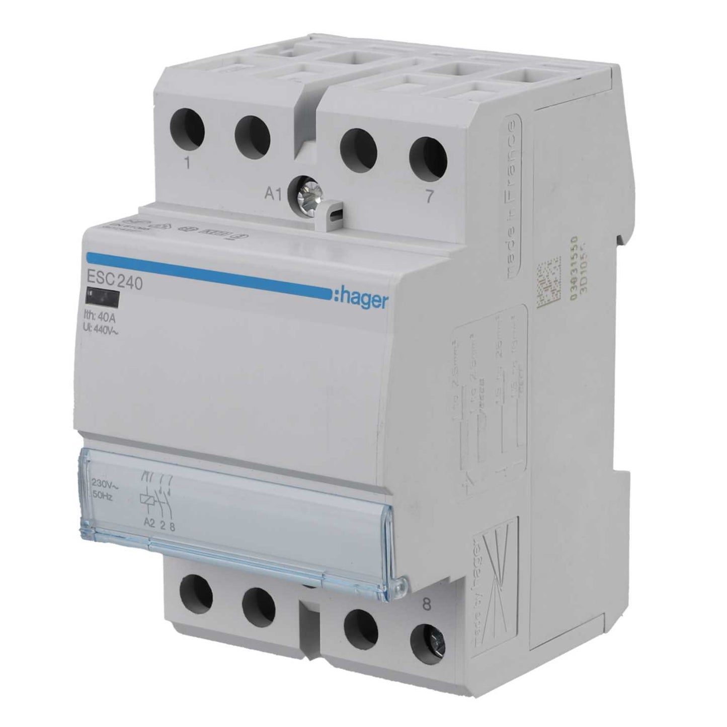 Hager 40A 3 Module Contactor 2 NO Contacts