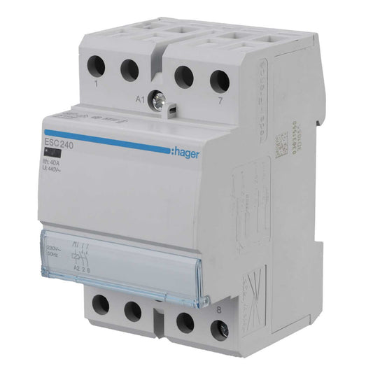 Hager 40A 3 Module Contactor 2 NO Contacts