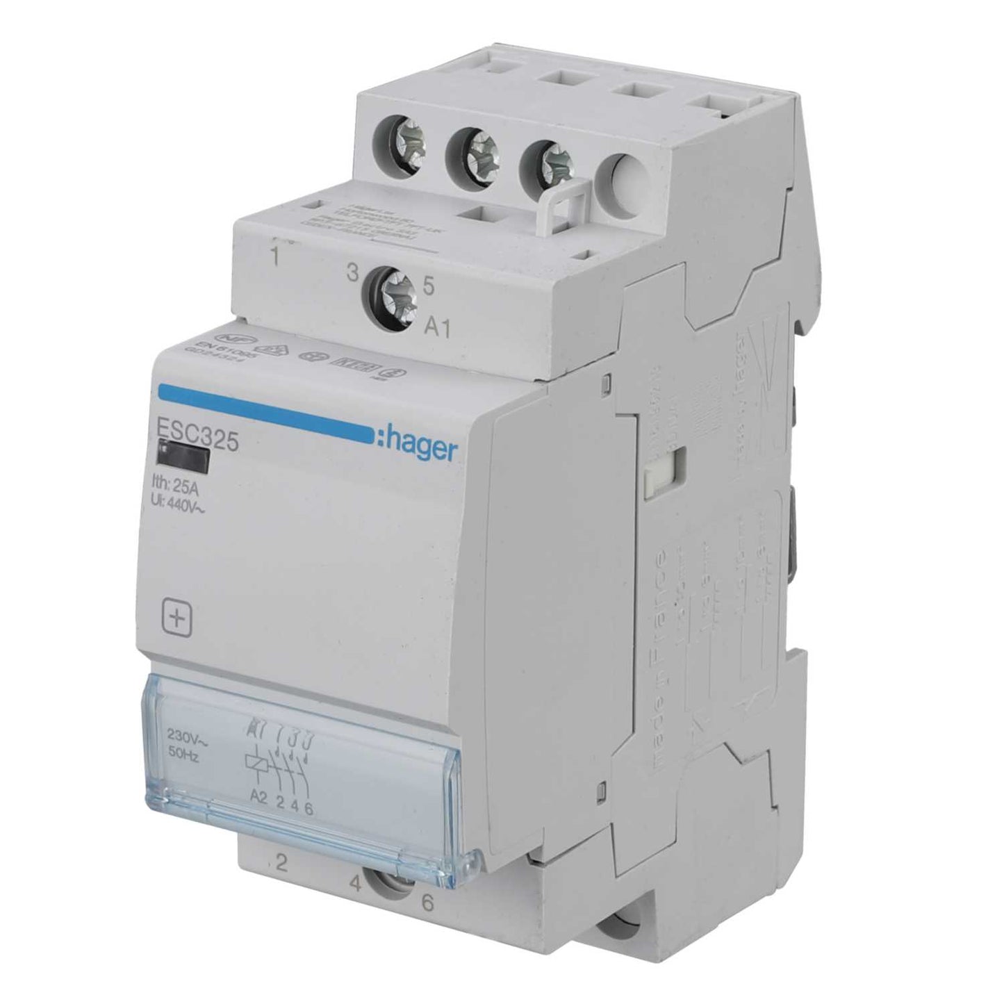 Hager 25A 2 Module Contactor 3 NO Contacts