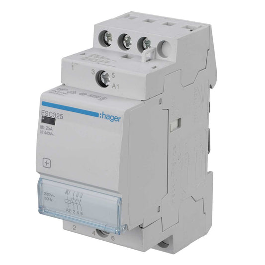 Hager 25A 2 Module Contactor 3 NO Contacts