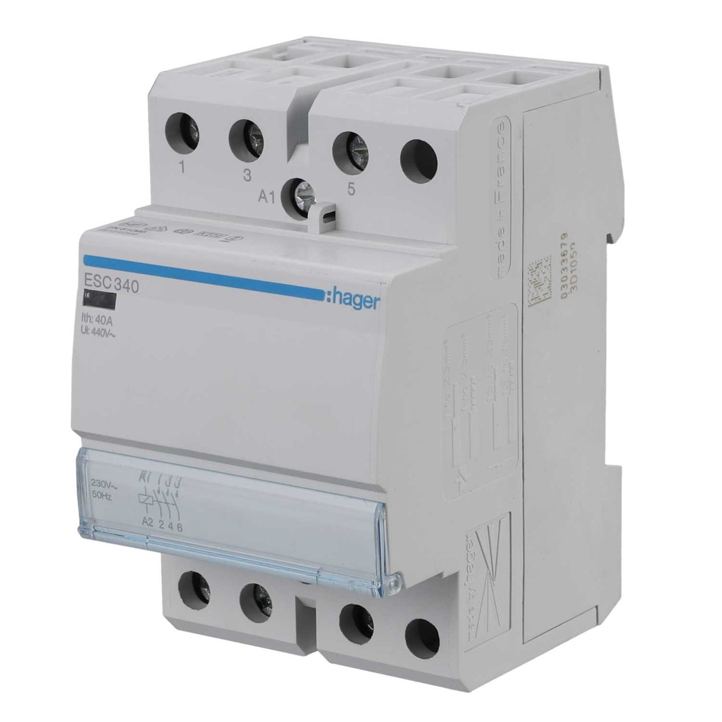Hager 40A 3 Module Contactor 3 NO Contacts