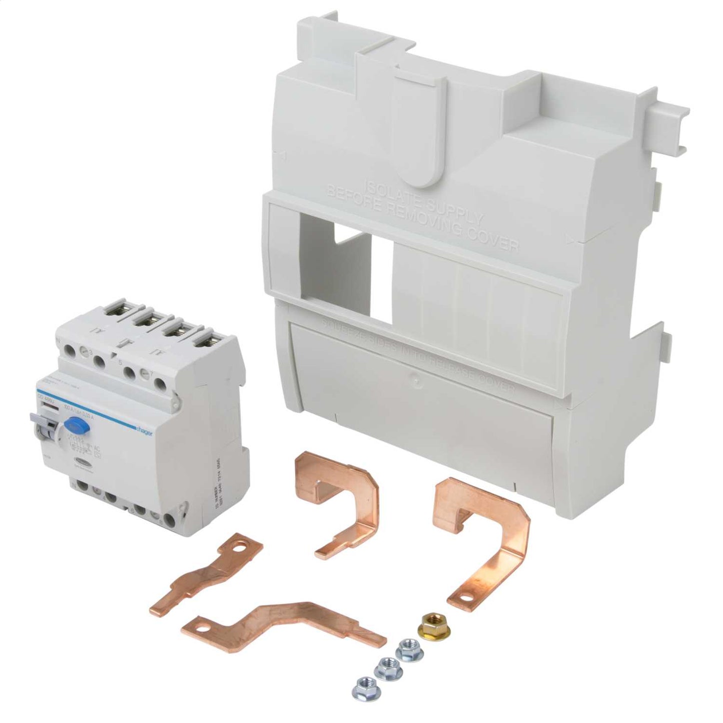 Hager 100A 4P 30mA RCD Incomer Kit