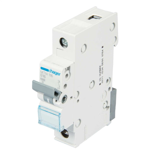 Hager 16A Single Pole 6kA B Curve MCB
