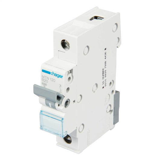 Hager 20A Single Pole 6kA B Curve MCB