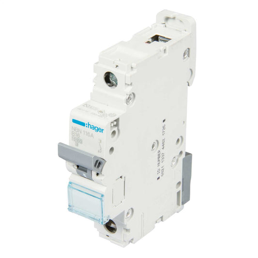 Hager 16A Single Pole 10kA B Curve MCB