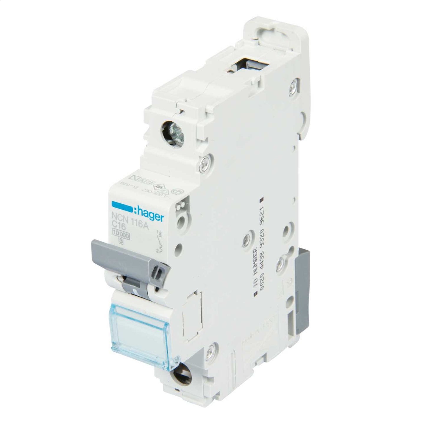 Hager 16A Single Pole 10kA C Curve MCB