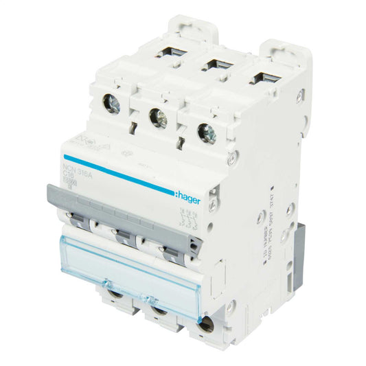 Hager 16A Triple Pole 10kA C Curve MCB