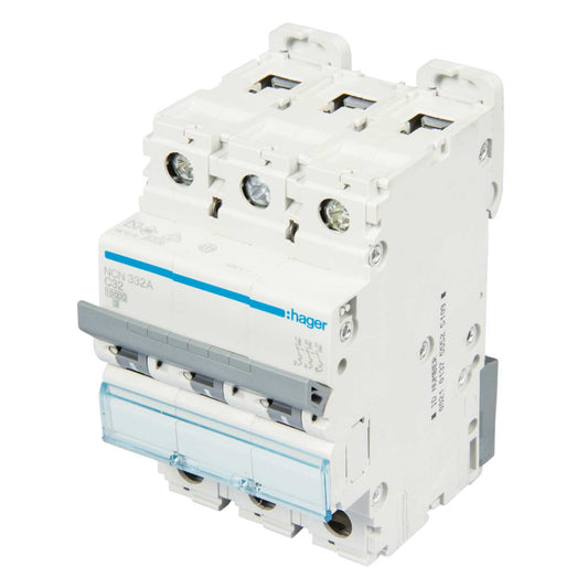 Hager 32A Triple Pole 10kA C Curve MCB
