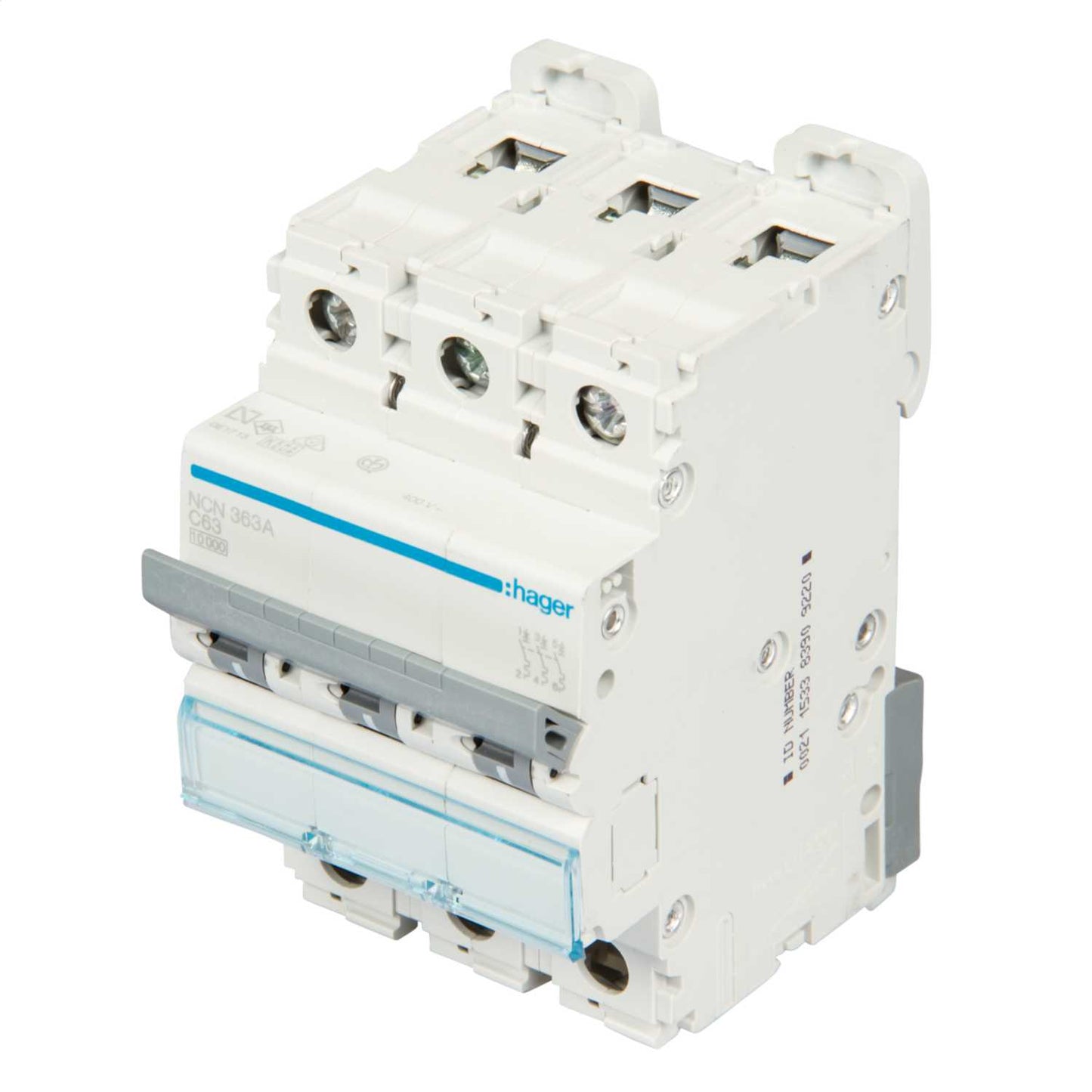 Hager 63A Triple Pole 10kA C Curve MCB