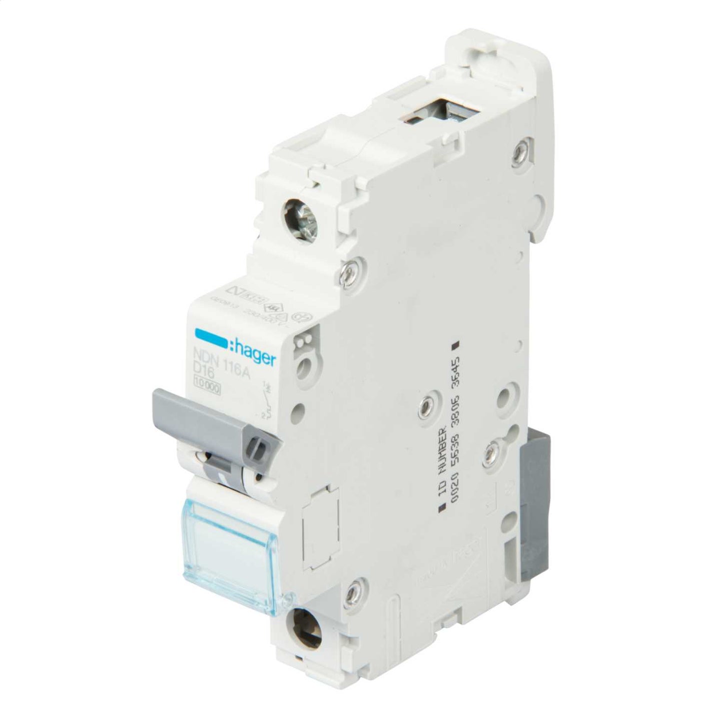 Hager 16A Single Pole 10kA D Curve MCB
