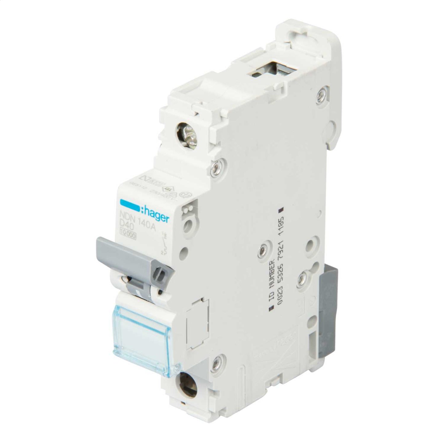 Hager 40A Single Pole 10kA D Curve MCB