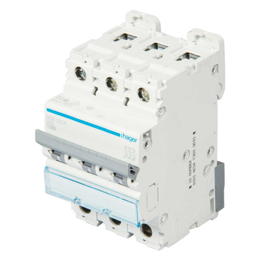Hager 20A Triple Pole 10kA D Curve MCB