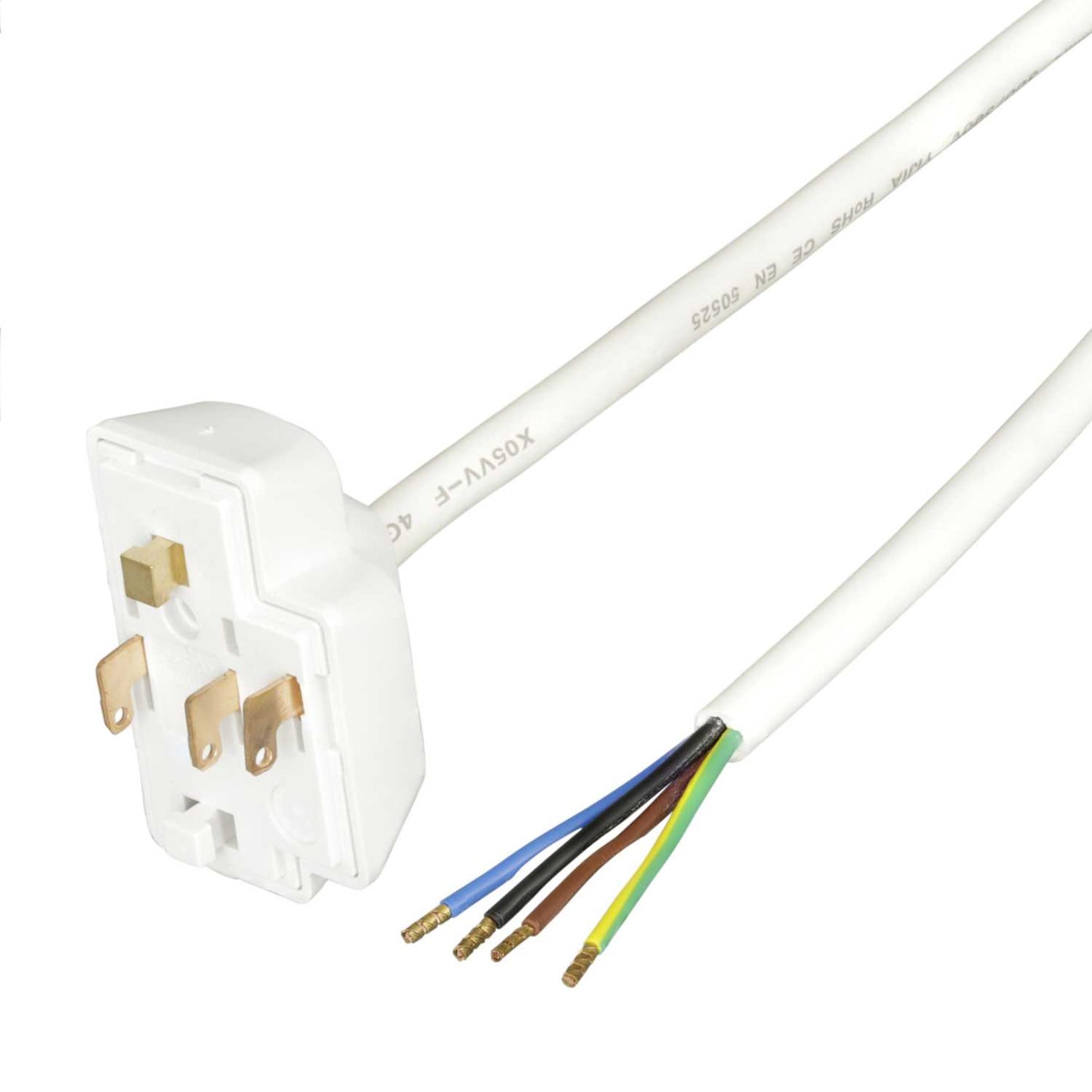 Hager Klik 6A 4 Pin Prewired Plug with 2m Cable White