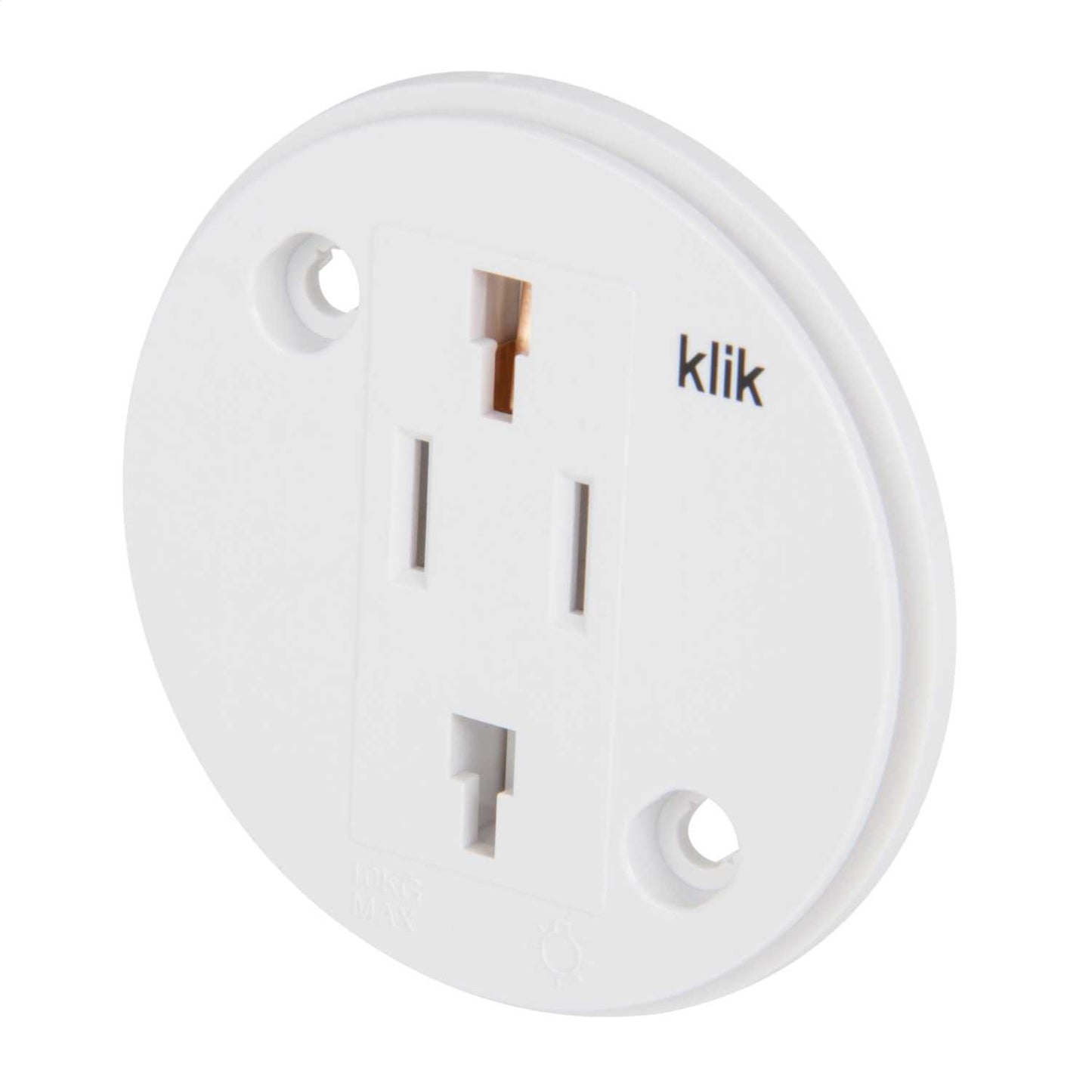 Hager Klik 6A Round Socket for Klik Lighting Distribution System White