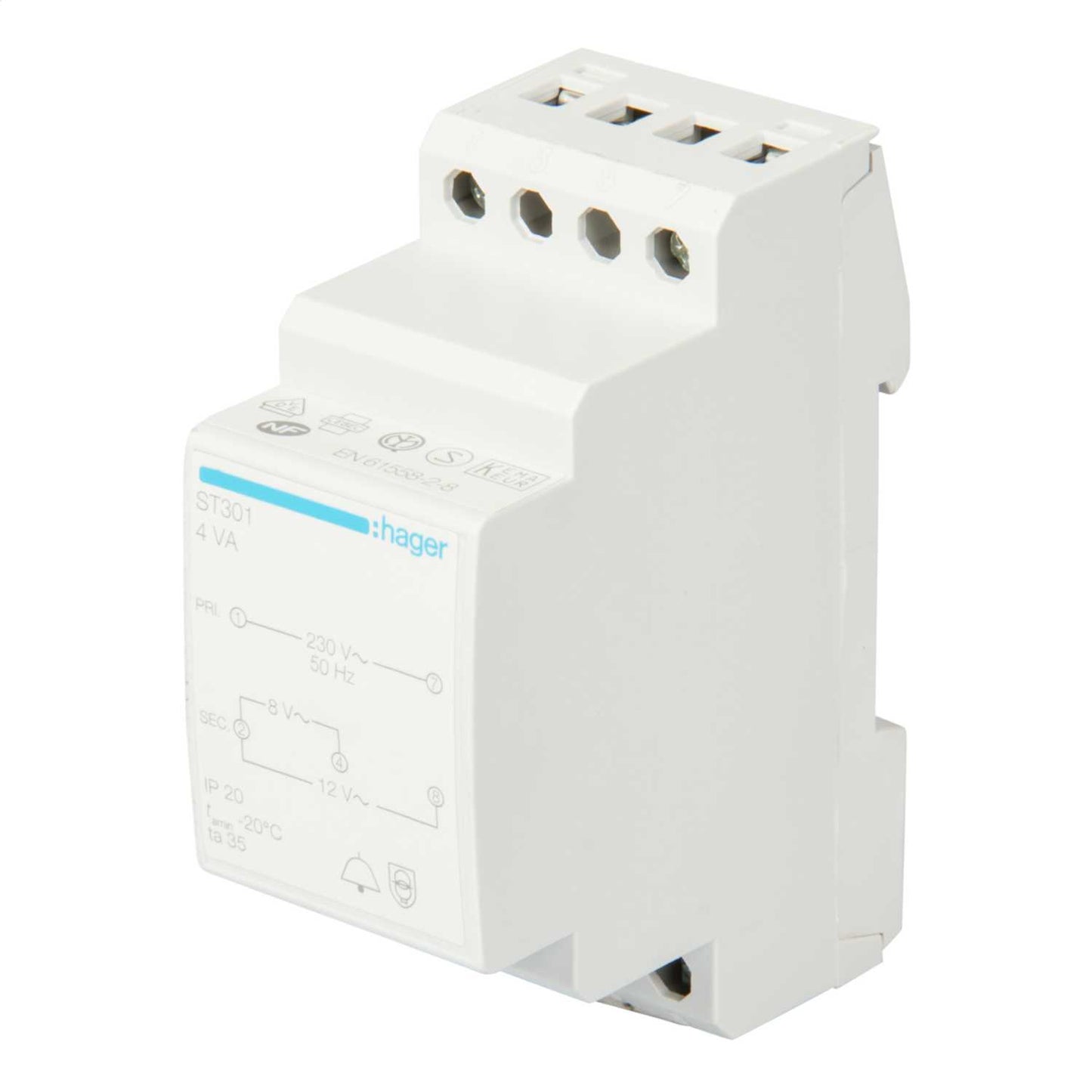 Hager 8 to 12V 4VA 230V Bell Transformer
